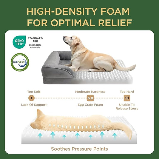 Bedsure Orthopedic Dog Beds Large Sized Dog - Washable Large Dog Cat Bed Waterproof, Comfort Dogs Couch Sofa with Washable Removable Cover, Pet Bed with Nonskid Bottom, Red, 35"