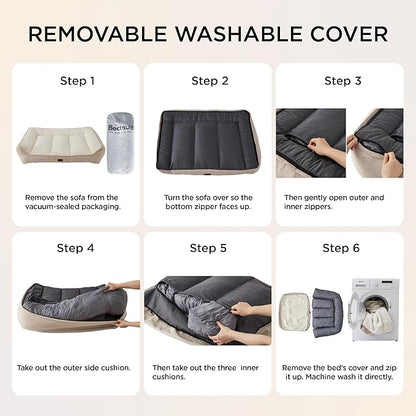 Bedsure XL Orthopedic Dog Beds Large Sized Dog - Extra Thick Supportive Dogs Couch with Waterproof Washable Cover, Extra Large Comfort Pet Bed Sofa with Soft Plush Sherpa and Nonskid Bottom, Beige