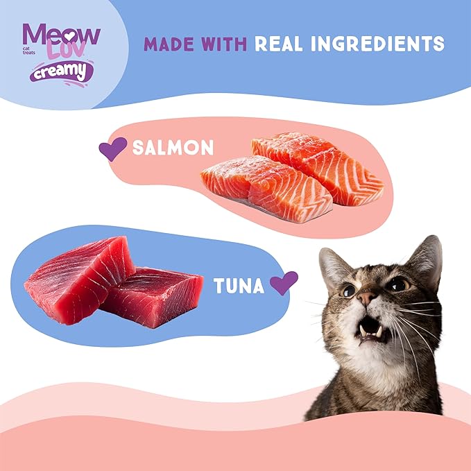 Ultra Chewy Meow Luv Tuna Recipe Lickable Cat Treats - Delicious Squeezable Cat Treats - Carrageenan Free - No Artificial Preservatives - Irresistible Snack - 0.5 Ounce Tubes (Pack of 5)