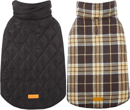 Kuoser Warm Dog Coat, Waterproof Dog Coats for X-Small Dogs, Adjustable Durable Doggie Winter Jacket Reversible Cozy Puppy Cold Weather Apparel from Small to Large Breed, New Brown XS