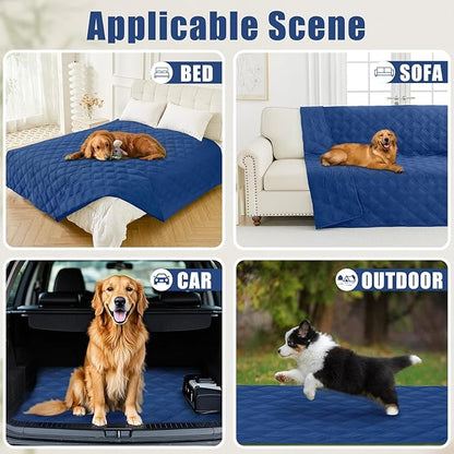 Smiry Waterproof Dog Bed Cover Blanket 40x80, Soft Reversible Pet Blanket, Washable Leakproof Cats Dogs Couch Cover for Sofa, Couch, Furniture, Lattice, Navy/Navy