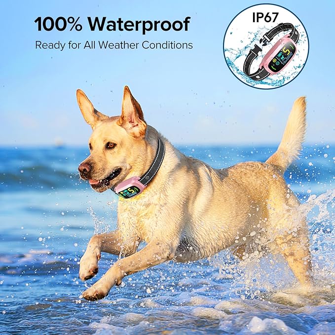 FAFAFROG Dog Bark Collar, Rechargeable Smart Collar, Anti Barking Training Collar with 5 Adjustable Sensitivity Beep Vibration, Bark Collar for Large Medium Small Dogs (Pink)
