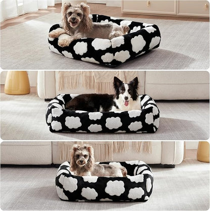 JOEJOY Small Dog Bed for Small Dogs, Rectangle Washable Orthopedic Dog Bed with Removable Zipper Cover, Cute Soft Calming Puppy Pet Bed with Jacquard Shaggy Plush & Non Skid Bottom