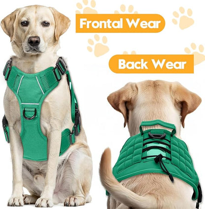 Heavy-Duty Tactical Dog Harness for Large Dogs, No Pull Adjustable Reflective Pet Vest with Molle System, K9 Military-Grade Control for Service Training, Outdoor & 10+ Breeds, Turquoise, XX-Large