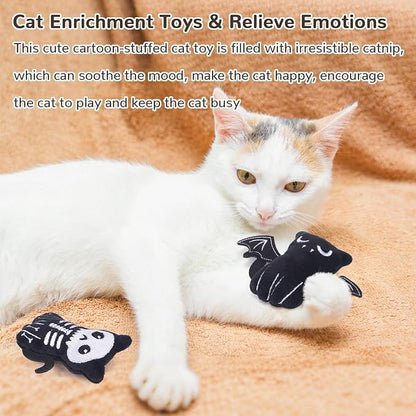 Retro Shaw Cat Toys 4Pcs with Natural Catnip & Crinkle Sound Inside, Interactive Kicker & Safe Teeth Cleaning Toys for Indoor Cats Kittens, 3.7 Inches
