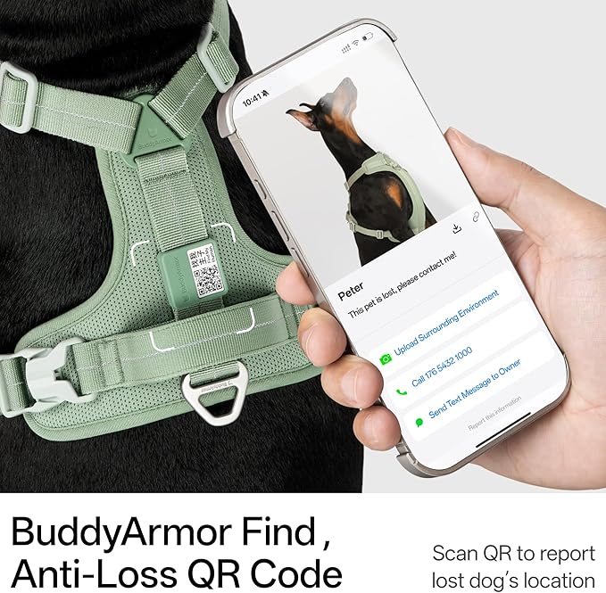 All-Weather No Pull Dog Harness Reflective Vest Harness QR Code Anti-Lost Adjustable Quick-Release Buckle Soft Padded Breathable Harness for Small Medium Large Dog (Super Reflect-Black, M)