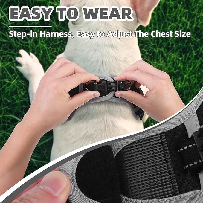 PUPTECK No Pull Dog Harness Small Sized Dog, Adjustable Reflective Escape Proof Easy Control, Comfortable Soft Padded Step in Pet Vest Harness, Black, XS