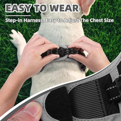 PUPTECK No Pull Dog Harness Small Sized Dog, Adjustable Reflective Escape Proof Easy Control, Comfortable Soft Padded Step in Pet Vest Harness, Black, XS