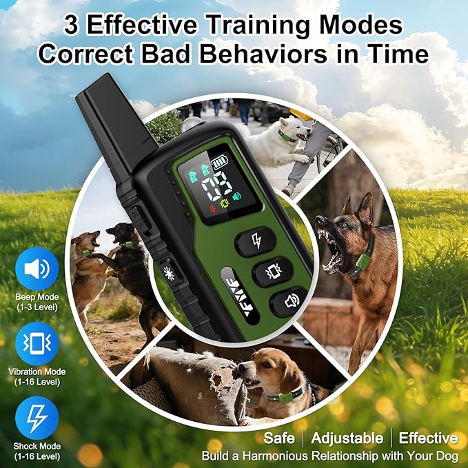 Ultimate Shock Collar for Dogs, 4500FT Dog Training Collar with Remote & IP68 Waterproof Electric Dog Collar with 3 Training Modes, Innovative Safer Light, Rechargeable E-Collar for All Breeds