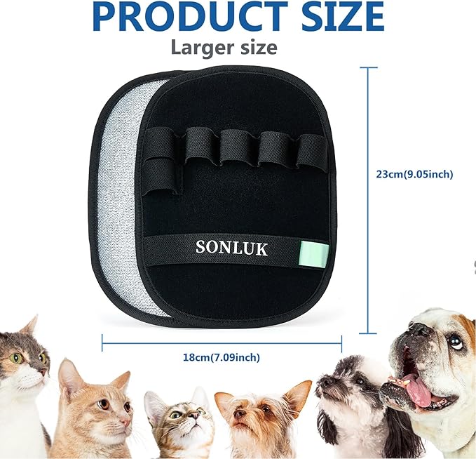 sonluk 2PCS Pet Hair Removal Glove for Dogs&Cats,Upgraded 5-Finger Electrostatic Pet Hair Remover,Reusable Magic Brush Hair Remover Glove for Laundry,Carpets,Sofa Gaps and Car Seats
