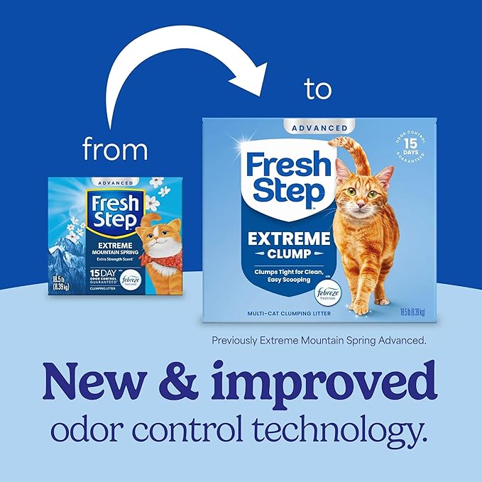 Fresh Step Advanced Extreme Clumping Litter with Febreze Freshness with Mountain Spring Scent, Fights Odor on Contact, 37 lbs. (2 x 18.5 lb. Box)