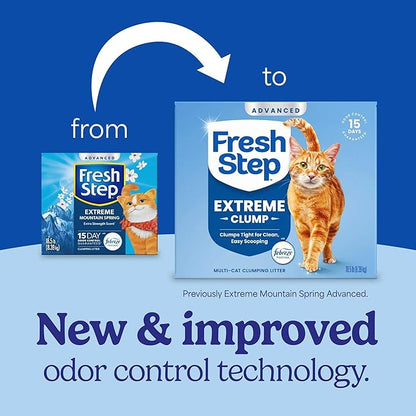 Fresh Step Advanced Extreme Clumping Litter with Febreze Freshness with Mountain Spring Scent, Fights Odor on Contact, 37 lbs. (2 x 18.5 lb. Box)