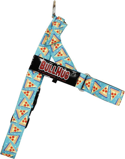 BULLHUG Adjustable Dog Harness– No Pull, No Choke – for English Bulldogs, French Bulldogs, Pugs & Broad-Chested Breeds – Easy, Safe Walks (Pizza, Medium)