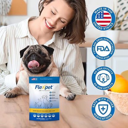 Hip & Joint Supplement for Dogs & Cats with Cetyl Myristoleate, Glucosamine, Collagen, MSM - Max Strength Joint Support for Mobility, Senior Pets, Large Breeds - 180 Soft Chews (Bacon/Cheese)
