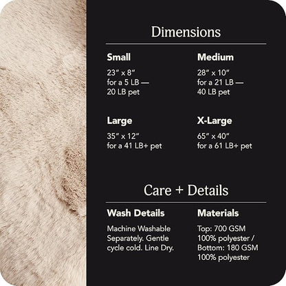 UnHide Floof Pet Bed - Small (23" x 8") - Extra Soft Dog Bed - Removable Faux Fur Cover - Machine Washable - Helps Ease Pet Anxiety & Provides The Perfect Sleep - Beige Bear