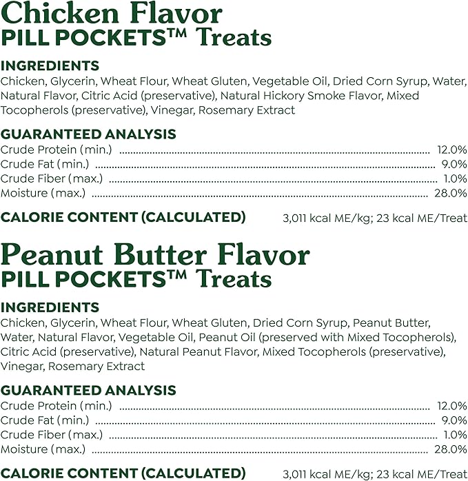 Greenies Pill Pockets for Dogs, Large Size Soft Dog Treats, Chicken Flavor and Peanut Butter Flavor, 7.9 oz. Pouch