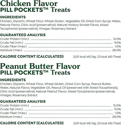 Greenies Pill Pockets for Dogs, Large Size Soft Dog Treats, Chicken Flavor and Peanut Butter Flavor, 7.9 oz. Pouch