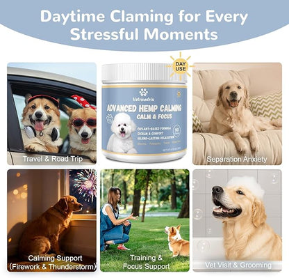 Vetriuntrix Calming Chews for Dogs with Natural Plant Extracts for Fireworks, Storms, Thunder, Barking, Separation, 200 Count
