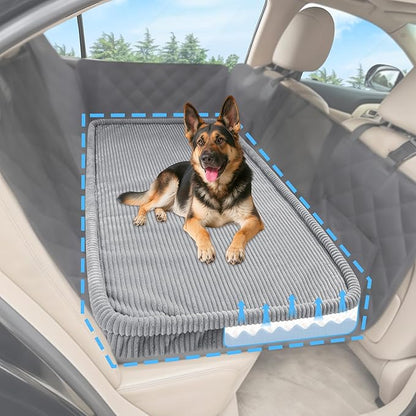 Dog Car Bed, Non-Slip Backseat Extender Pet Mat, Removable Washable Dog Bed for SUVs, Sedans & Trucks, Anti-Slip Travel Bed for Dogs, Easy Clean & Scratch-Proof & Comfort Light Gray (50"L×24.6"W×2"H))