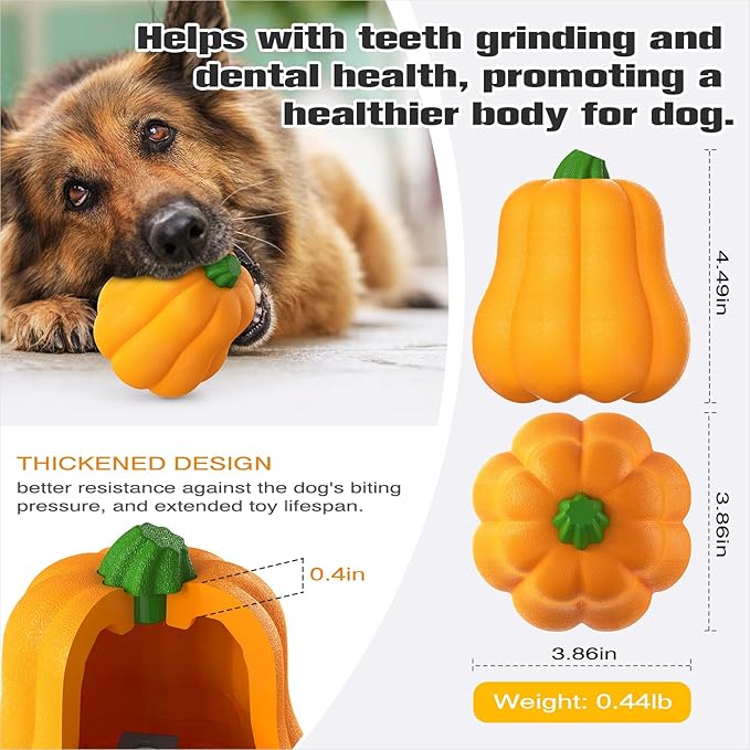 Large Size Pumpkin Squeaky Dog Toy for Medium/Large Dogs Breed Aggressive Chewers Durable Bouncy Squeak Ball