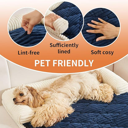 HAOMAIJIA Dog Couch Bed for Small Dogs, Non Slip Pet Couch Covers for Sofa Thick Soft Washable Dog Couch Cover Protector All Seasons Universal Dogs and Cats Bed Mat (Navy Blue, Small)