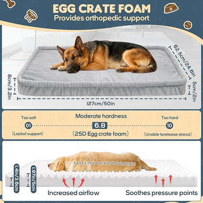 Dog Car Bed, Non-Slip Backseat Extender Pet Mat, Removable Washable Dog Bed for SUVs, Sedans & Trucks, Anti-Slip Travel Bed for Dogs, Easy Clean & Scratch-Proof & Comfort Light Gray (50"L×24.6"W×2"H))