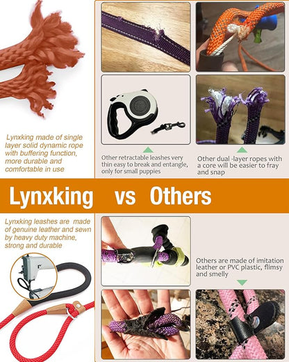 lynxking 5 FT Dog Leash Slip Lead 2 Pack Strong Heavy Duty Braided Dog Training Leash No Pull Training Lead Leashes for Medium Large and Small Dogs