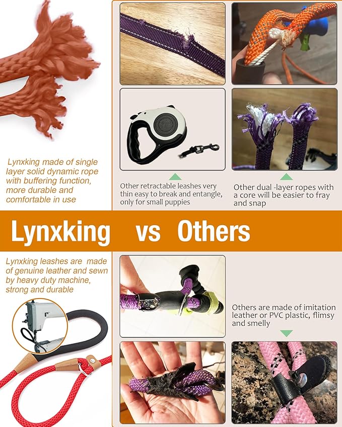 lynxking Dog Leash Slip Lead 5 6 8 FT Dog Training Leash Strong Heavy Duty Braided No Pull Training Lead Leashes for Large Dogs