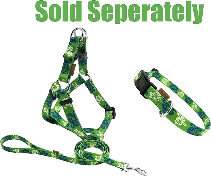 Dog Collar, Cute Floral Pattern, Soft and Adjustable Collar with Quick Release Buckle (XS (Neck 9-13", Width 3/8"), Hawaiian Green)
