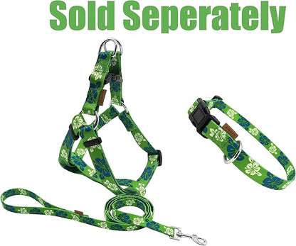 Dog Collar, Cute Floral Pattern, Soft and Adjustable Collar with Quick Release Buckle (XS (Neck 9-13", Width 3/8"), Hawaiian Green)