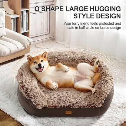 iweepet Orthopedic Dog Beds for Extra Large Dogs, 44" x32.6" x7.6" Supportive Dog Sofa Bed with 28D Egg-Crate Foam, Removable Washable Cover, Waterproof Lining, for Puppy,Senior,Sick,Brown