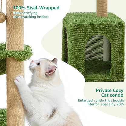 Woochpet Large Cat Tree for Indoor Cats, Multi-Functional Comfy Cat Bed - 48inch Tall Cat Tower with Scratching Post, Cozy Hammock for Kittens and Adults Cat, Cute Cando with Toy