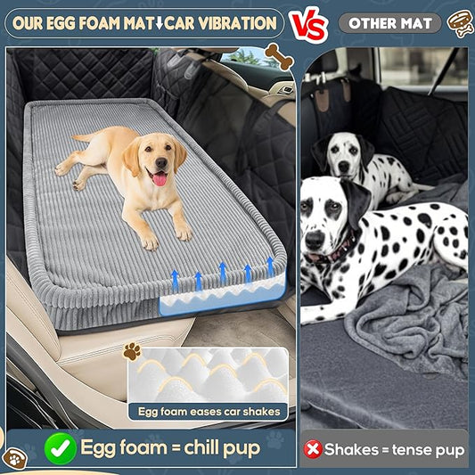 Dog Car Bed, Non-Slip Backseat Extender Pet Mat, Removable Washable Dog Bed for SUVs, Sedans & Trucks, Anti-Slip Travel Bed for Dogs, Easy Clean & Scratch-Proof & Comfort Light Gray (50"×24.6")