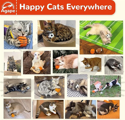 Agape 100% Catnip & Silvervine Filled Cat Toys, Interactive Chew & Kicker Balls for Indoor Cats, Enrichment and Teeth Cleaning Fun for Bored Cats and Kittens, 2 Pack Natural Crinkle Cat Toy with Sound