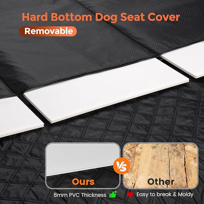 CUIOFREE Dog Seat Cover for Back Seat Hard Bottom,Holds 500 lbs,Waterproof Dog Car Seat Cover for Back Seat Extender,Scratch-Proof Pet Hammock for Car,SUV,Truck - with Mesh Window & Storage,BlackOR