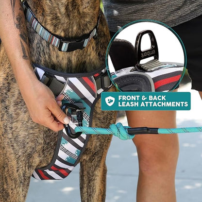 Embark Adventure Dog Harness, Reflective Trim XL Dog Harness for Extra Large Dogs No Pull - Military Grade Nylon, 2 Leash Clips & Gel Lined Handle.