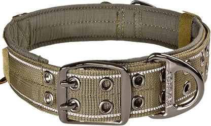 ADITYNA Heavy Duty Dog Collar for Medium Dogs - Reflective Green Collar with Handle for Training, and Walking - Wide, Thick, Tactical, Soft Neoprene Padded