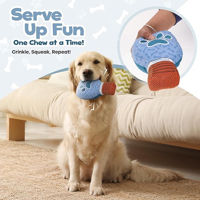PUPROAR Pickleball Dog Toy – Valentines Day& Birthday Dog Toy Present & Pickleball Gift, Plush Pickle Ball Paddle with Interactive Squeaker & Crinkle, Funny Puppy Gift