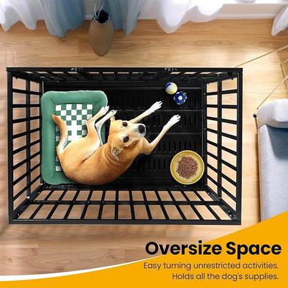 Oranland 38 inch Heavy Duty Indestructible Dog Crate,2025 New Upgraded Reinforced Baseplate for Large Dogs,XL Dog Kennel Indoor for High Anxiety Dogs/Max Load Capacity 200lbs/Double Door with Wheels