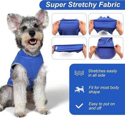 Cyeollo 2 Pack Fleece Dog Sweater Stretchy Vest Pullover Jacket with Reflective Stripe for Small Medium Dogs Blue, Mist Blue, XL