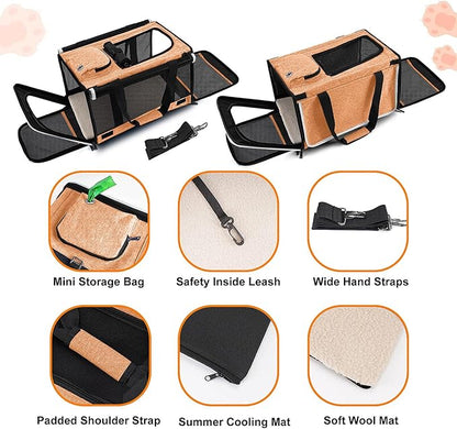 GAPZER Dog Carry Bag for Puppy Pet Soft-Shell Portable Kennel Crate for 0-15 lbs Foldable Pomeranian Travel Cage Tea Cup Yorkie Carrier Purse Indoor Carrying Case Cat Supply Melon Tiny Dog Melon