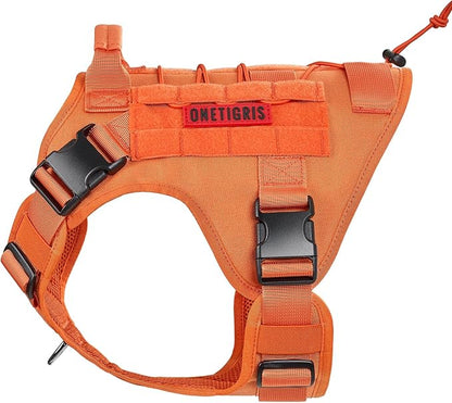 OneTigris Tactical Dog Harness Vest,No-Pull Service Dog Vest with Hook & Loop Panels,Adjustable Dog Vest Harness for Walking Hiking Training(Orange,XX-Small)