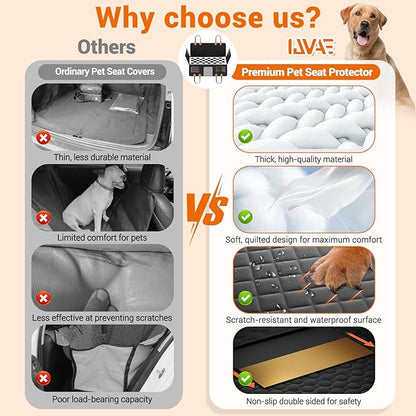 IJVAE Hard Bottom Car Seat Cover for Dog swith Removable Soft Blankets,Scratch-Proof and Anti-Slip Car Dog Hammock for Large Dogs White for Crew Cab Trucks F150