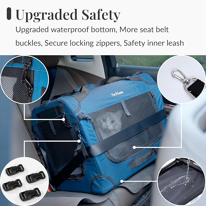PetMasion Extra Large Cat Carrier for 2 Cats, Soft Pet Car Travel XL Bag for Large Big Cat 20lbs+, for Two Cats Long Trips Ride 24"x16.5"x16.5" with Litter Box