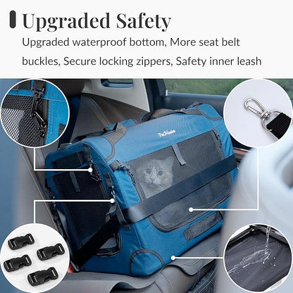 PetMasion Extra Large Cat Carrier for 2 Cats, Soft Pet Car Travel XL Bag for Large Big Cat 20lbs+, for Two Cats Long Trips Ride 24"x16.5"x16.5" with Litter Box
