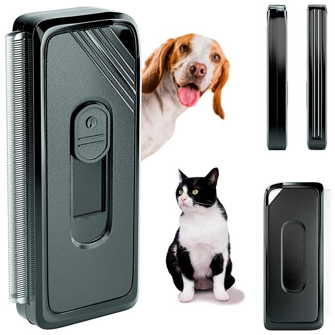 PUREVACY Black Self Cleaning Slicker Brush. Cat Brush with Release Button. Self Cleaning Dog Brush for Long Haired Dogs and Short Haired with Sturdy Case, Blades. Pet Grooming Brush for Dogs Shedding
