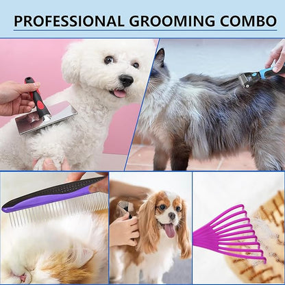EAFBAO Extra Long Pin Brush for Large Dogs, Remove Loose Fur and Tangles; 5-in-1 Dog Grooming Brush for Long Haired Dogs&Cats