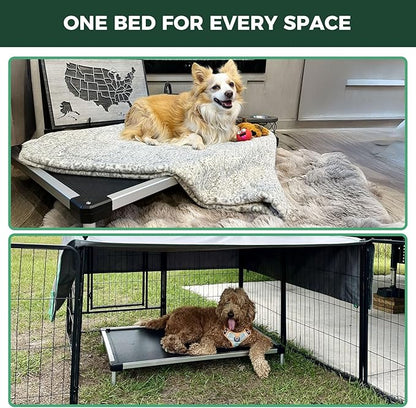 FXW TitanNest Chew-Proof Elevated Dog Bed, Raised Cot for Indoor/Outdoor/Camping Use, Durable & Waterproof Cooling Pet Bed for Medium Dogs, 41.0" L x 27.0" W x 5.0" H, Black