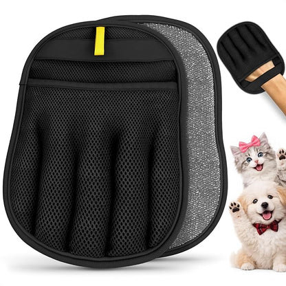Pet Hair Removal Glove – Electrostatic Five-Finger Fur Remover for Cats & Dogs, Reusable Polyester Glove 9.25"x6.69" for Couch, Carpet, Car Seat, Furniture & Clothing, Great as Cat Mom Gifts