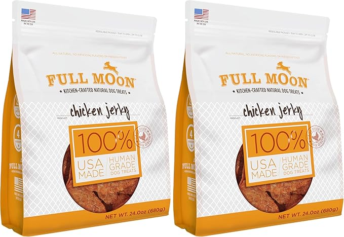 Full Moon Chicken Jerky Dog Treats | Human Grade | Made in USA | Grain Free | 24 oz Pack of 2